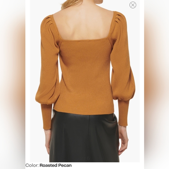 NWT DKNY Sweetheart Neck Rib Sweater Color Roasted Pecan. Size XXS - Picture 5 of 5